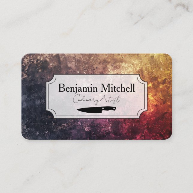 Kitchen Knife | Chef | Artistic Background Visitkort (Framsida)