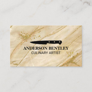 Kitchen Knivar Golden Marble Background Visitkort