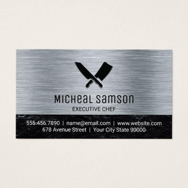 Kitchen Knivar | Metall Brushed Visitkort (Framsidan)