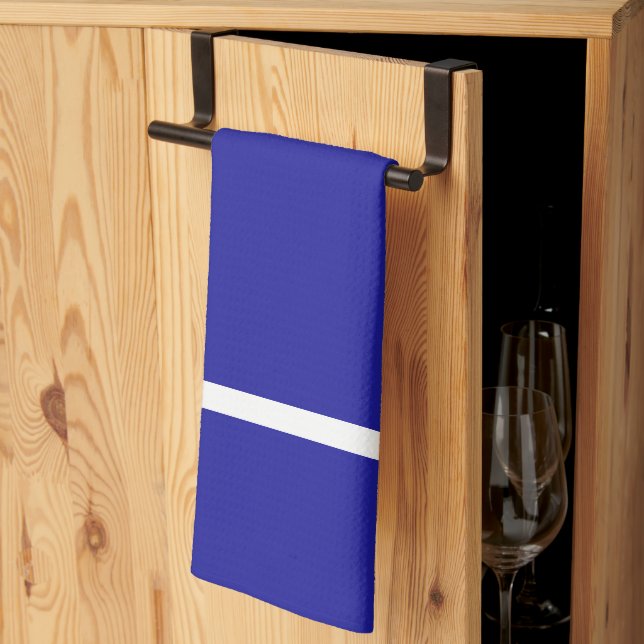 Kitchen Linen Deep Blue White Rand Kökshandduk (Thirds Fold)