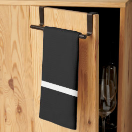 Kitchen Linen Ebony Black with White Rand Kökshandduk