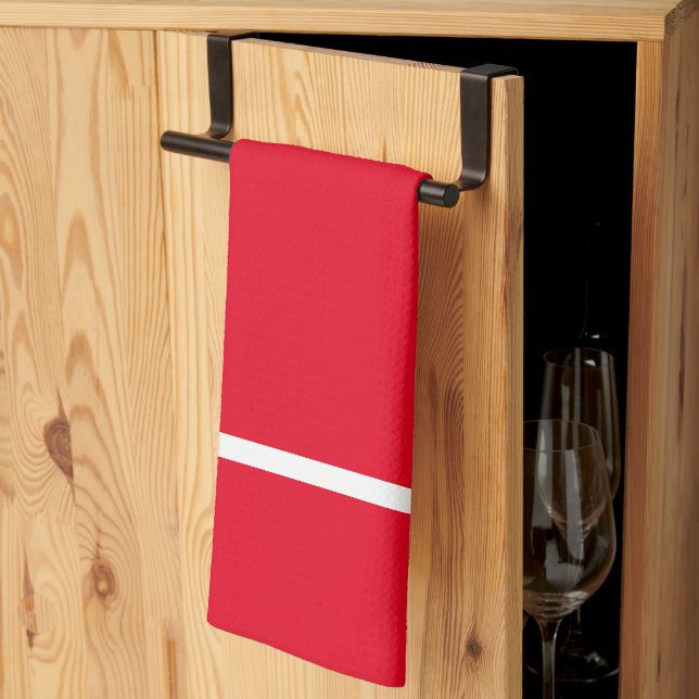 Kitchen Linen Red with White Rand Kökshandduk (Thirds Fold)