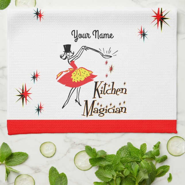 Kitchen Magician Anpassningsbar Retro Cooking Towe Kökshandduk (Vikta)