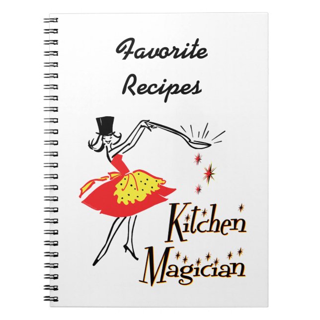 Kitchen Magician Retro Anpassningsbar Rececipe - b Anteckningsbok Med Spiral (Framsidan)