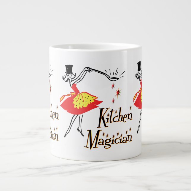 Kitchen Magician Retro Cooking Art Jumbo Mugg (Framsidan)