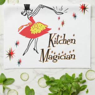 Kitchen Magician Retro Cooking Art Kökshandduk