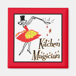 Kitchen Magician Retro Cooking Art Magnet
