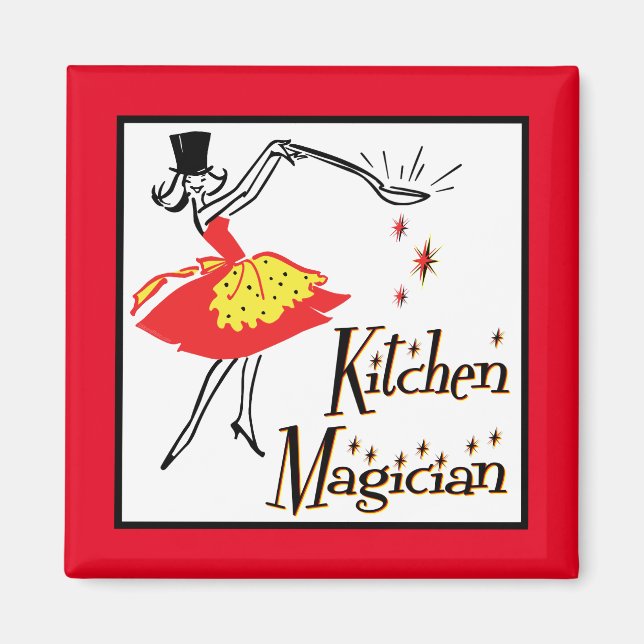 Kitchen Magician Retro Cooking Art Magnet (Framsidan)