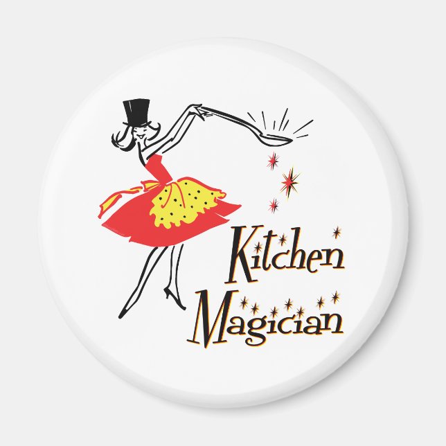 Kitchen Magician Retro Cooking Art Magnet (Framsidan)