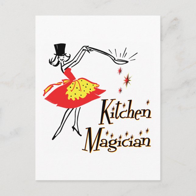 Kitchen Magician Retro Cooking Art Postcard Vykort (Framsida)