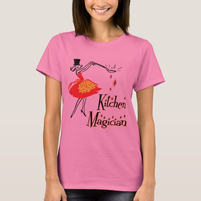 Kitchen Magician Retro Cooking Art T-Shirt (Framsida)