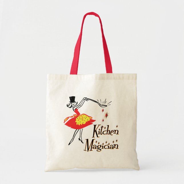 Kitchen Magician Retro Cooking Art Tote Bag Tygkasse (Framsidan)