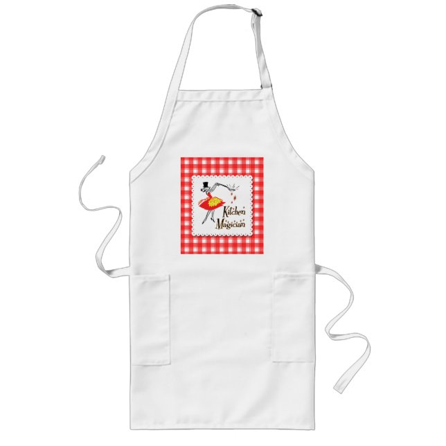 Kitchen Magician Retro Cooking Girl Apron Långt Förkläde (Framsidan)