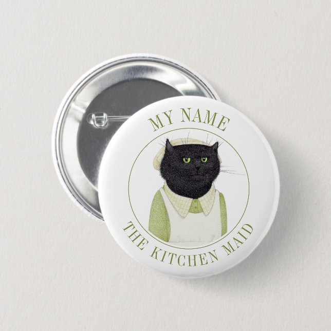 KITCHEN MAID CAT Namn bricka Badge Pin Button II Knapp (Framsida & baksida)