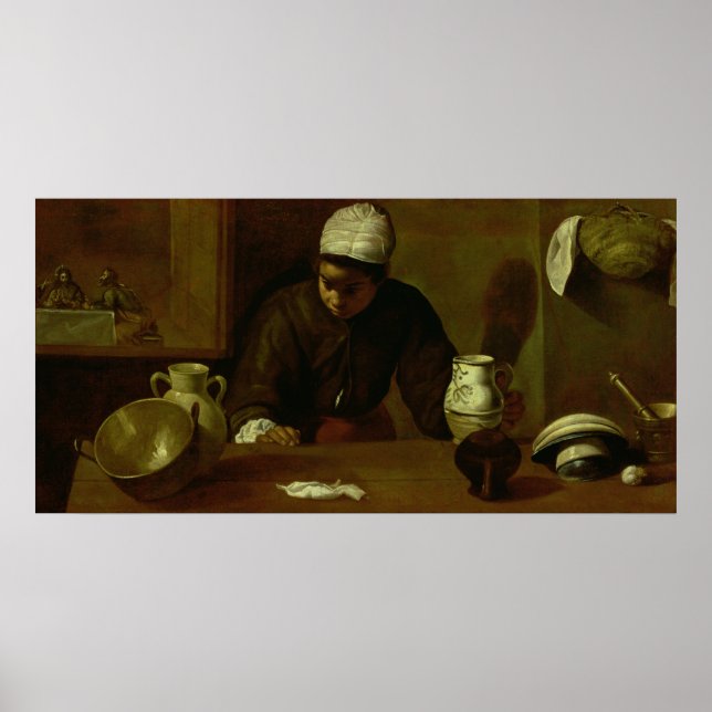 Kitchen Maid with the Supper at at Emmaus, 1618 Poster (Framsidan)