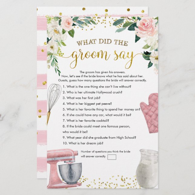 Kitchen Möhippa What Groom say Games (Fram/baksida)