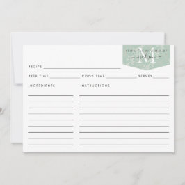 Kitchen Monogram Script Teal Blommigt Foliage Reci