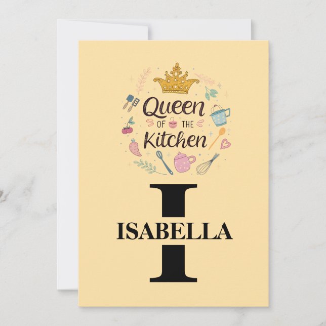 Kitchen Queen Name Monogram Design Julkort (Framsida)