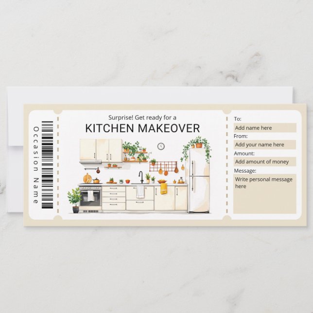 Kitchen Renovation Gift Certificate  Inbjudningar (Framsida)