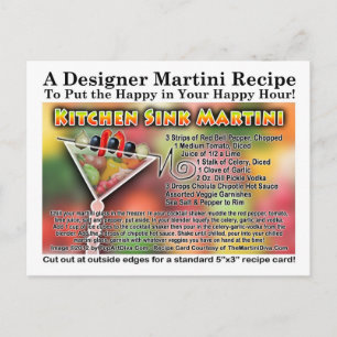 Kitchen Sink Martini Recipe-vykort Vykort