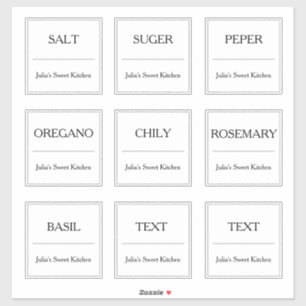 Kitchen Spice Burk etikett Anpassningsbar-cut Viny