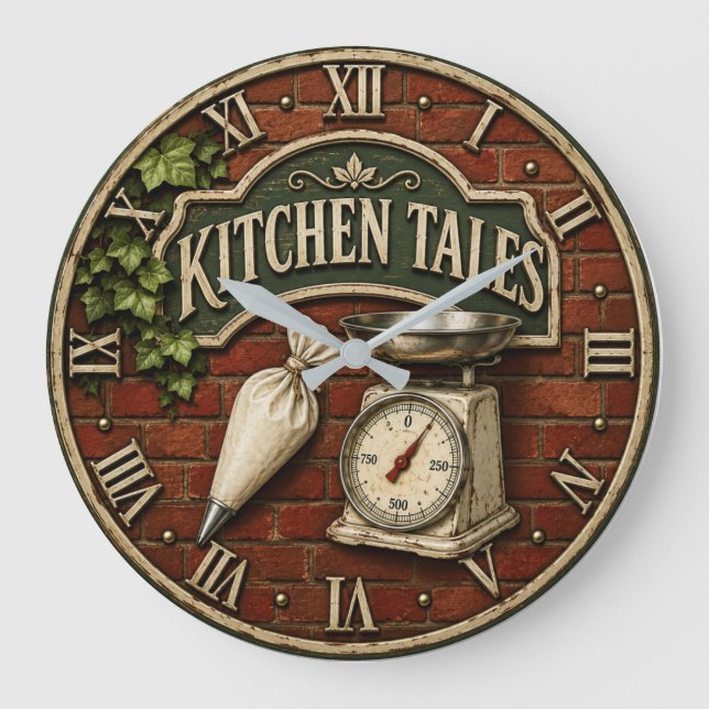 Kitchen Tales Rustic Baking Baker Gift Stor Klocka (Framsida)