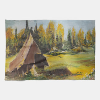 Kitchen Towel Ann Hayes målar Chalet på lak Kökshandduk