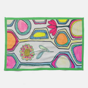 KITCHEN TOWEL "BLOMMIGT WHISPERS" GRÖNT TRIM KÖKSHANDDUK
