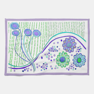 KITCHEN TOWEL "CELESTIAL FLORA Lila Trim" Kökshandduk