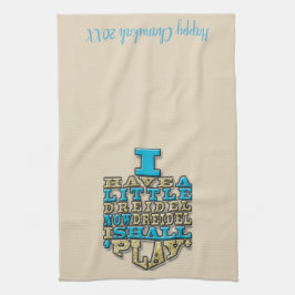 Kitchen Towel "Chanukah/Dreidel Play, Guld/Blue" Kökshandduk