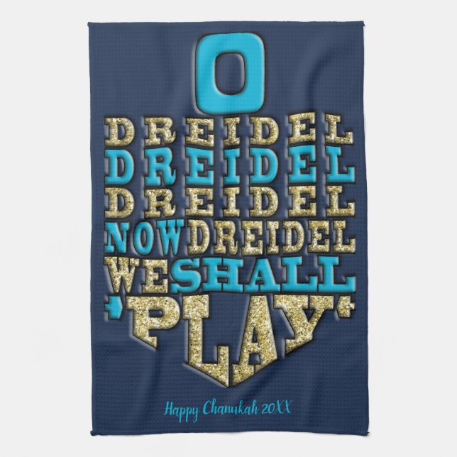 Kitchen Towel "Chanukah/O Dreidel Dreidel ..." Kökshandduk (Vertikal)