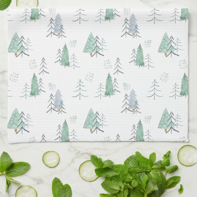 Kitchen Towel - Christmas Trees Pattern Kökshandduk (Vikta)