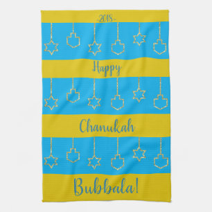 Kitchen Towel "Hanukkah Blue Guld" Kökshandduk