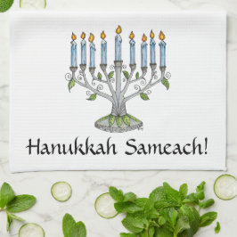 Kitchen Towel - Hanukkah Chanukah - Menorah Kökshandduk