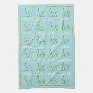 Kitchen Towel "Hanukkah/Ljus, Latkes, Chanukah" Kökshandduk