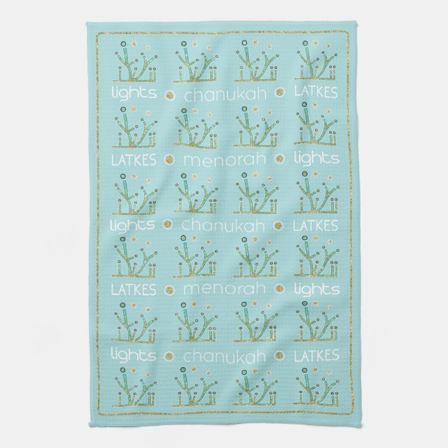 Kitchen Towel "Hanukkah/Ljus, Latkes, Chanukah" Kökshandduk (Vertikal)