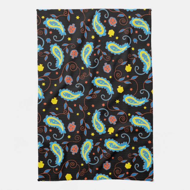 Kitchen Towel "Hanukkah Paisley Dreidel Towel" Kökshandduk (Vertikal)