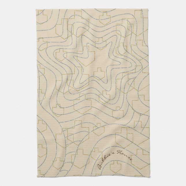 Kitchen Towel Hanukkah Stars & Dreidels Towel Kökshandduk (Vertikal)