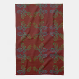 Kitchen Towel Holly Allover Skriv ut röd bakgrund Kökshandduk