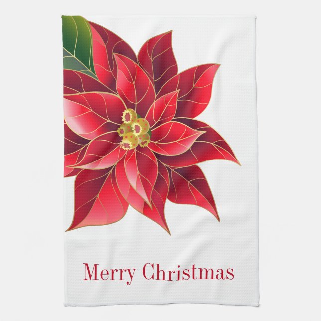 Kitchen Towel-jul Poinsettia Kökshandduk (Vertikal)