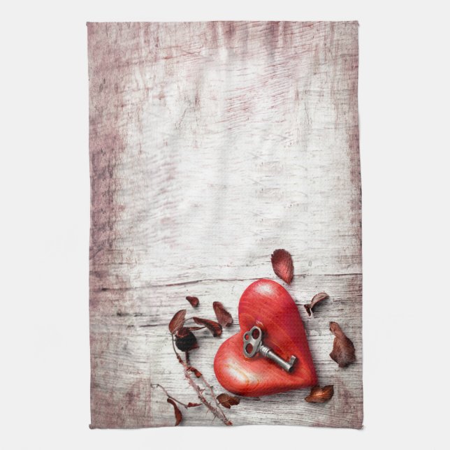 Kitchen Towel Land Wood Nyckel till mitt hjärta Ru Kökshandduk (Vertikal)