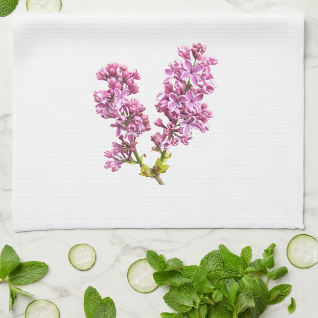 Kitchen Towel - Lilac-blommar Kökshandduk (Vikta)