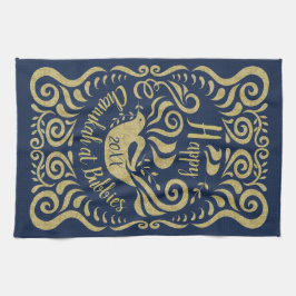 Kitchen Towel "Lycklig Chanukah Blackboard Dove" Kökshandduk