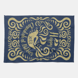 Kitchen Towel "Lycklig Chanukah Blackboard Dove" Kökshandduk