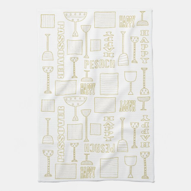 Kitchen Towel "Lycklig Passover Ord" Kökshandduk (Vertikal)