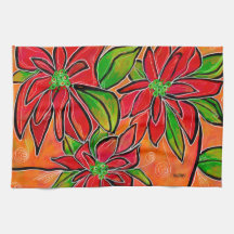 KITCHEN TOWEL med Poinsettia Design