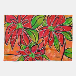 KITCHEN TOWEL med Poinsettia Design Kökshandduk