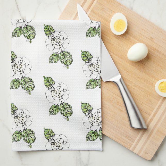 Kitchen Towel - NGA White Gardenias Kökshandduk (Vikt i Fjärdedel)