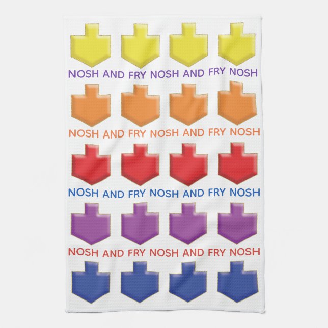 Kitchen Towel "Nosh & Fry 3D Dreidels" Kökshandduk (Vertikal)