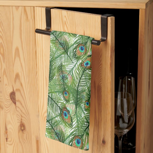 Kitchen Towel Peacock Feathers Kökshandduk (Thirds Fold)